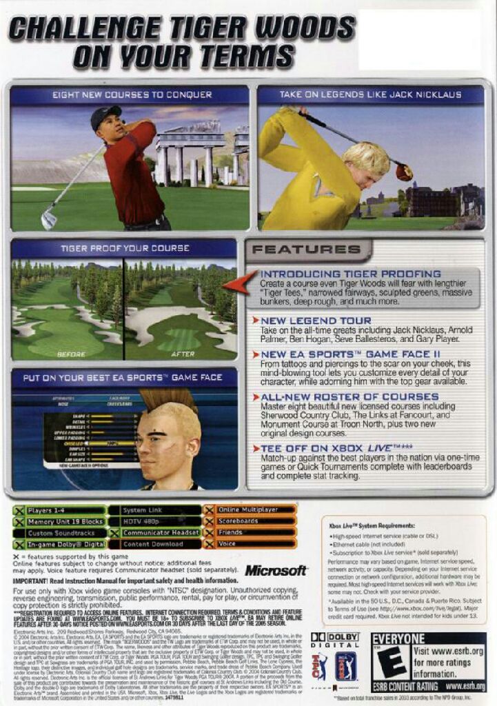 Tiger Woods PGA Tour 2005 - Microsoft Xbox (Electronic Arts - 1-4) video game collectible [Barcode 05076048] - Main Image 2