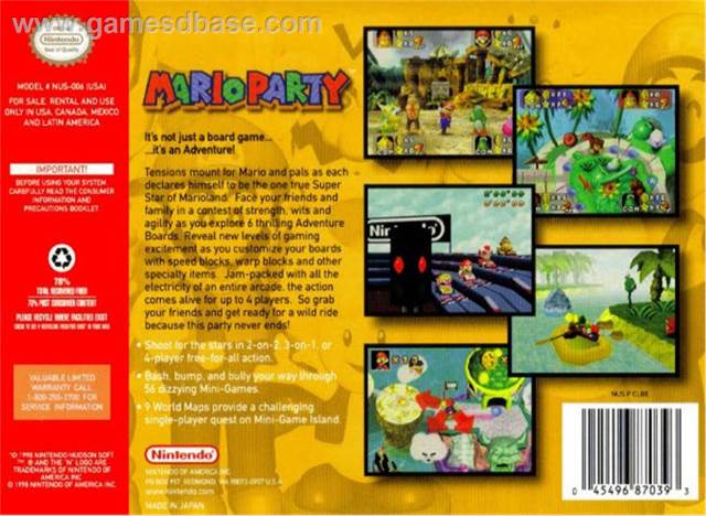 Mario Party - Nintendo 64 (N64) video game collectible [Barcode 044406870393] - Main Image 2