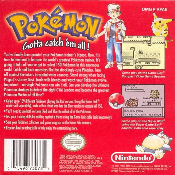 Pokemon Red - Nintendo Game Boy Color (GameFreak - 1) video game collectible - Main Image 2