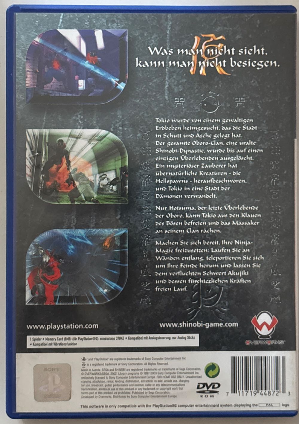 Shinobi - Sony PlayStation 2 (PS2) (Sega) video game collectible [Barcode 711719448723] - Main Image 2