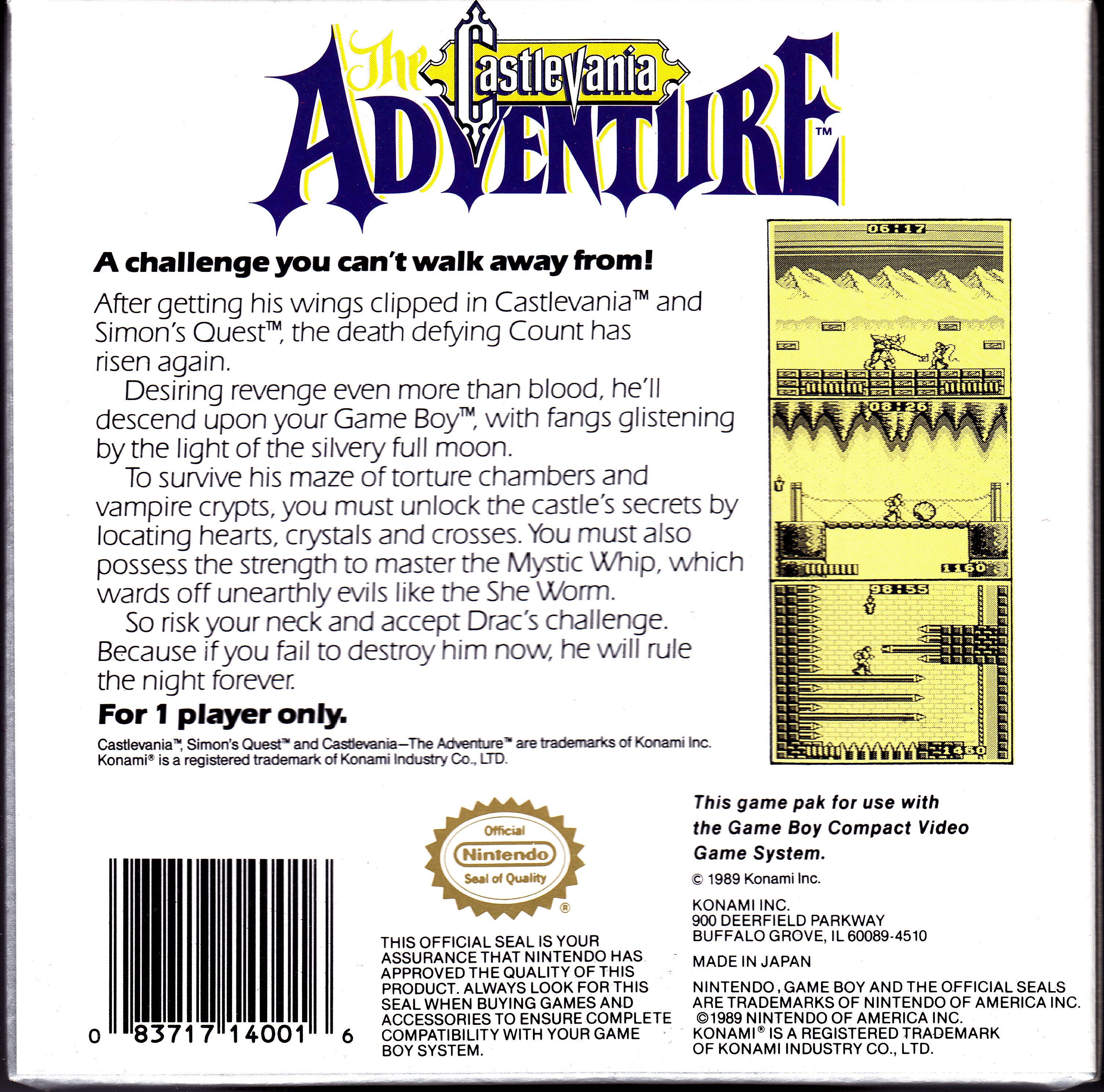 Castlevania Adventure - Nintendo Game Boy (Konami - 1) video game collectible - Main Image 2
