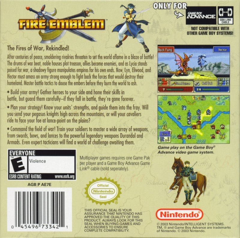 Fire Emblem - Nintendo Game Boy Advance (GBA) (Nintendo - 1) video game collectible [Barcode 0045496733421] - Main Image 2