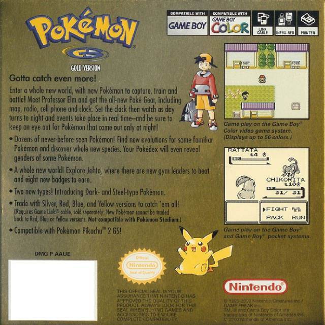 Pokemon Gold - Nintendo Game Boy Color (Nintendo - 1) video game collectible [Barcode 4950434071106] - Main Image 2