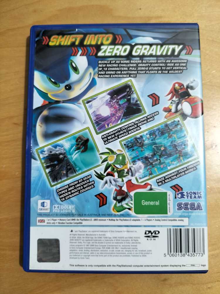 Sonic Riders: Zero Gravity - Sony PlayStation 2 (PS2) video game collectible [Barcode 5060138435773] - Main Image 2