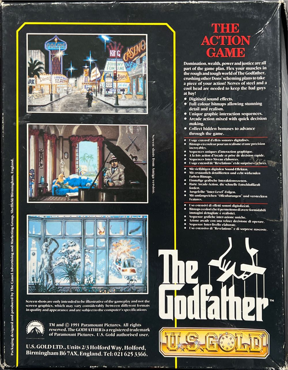 The Godfather  - Commodore Amiga (U.S.Gold) video game collectible [Barcode 5013442537893] - Main Image 2