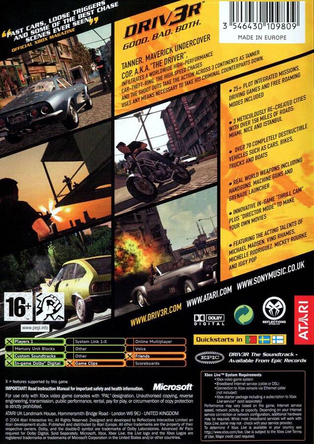 Driv3r - Microsoft Xbox (1) video game collectible [Barcode 3546430109816] - Main Image 2