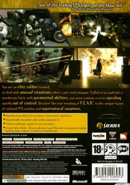 F.E.A.R.: First Encounter Assault Recon - Microsoft Xbox 360 (Sierra Entertainment - 1-4) video game collectible [Barcode 020626725835] - Main Image 2