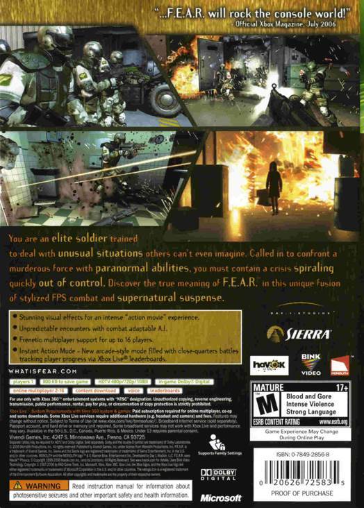 F.E.A.R. - Microsoft Xbox 360 (Vivendi Games - 1) video game collectible [Barcode 3348542206991] - Main Image 2