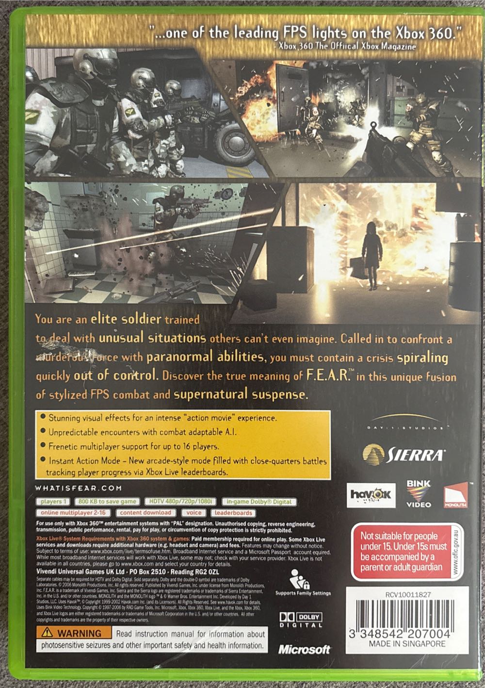 F.E.A.R.: First Encounter Assault Recon - Microsoft Xbox 360 (Vivendi Games - 1) video game collectible [Barcode 3348542207004] - Main Image 4