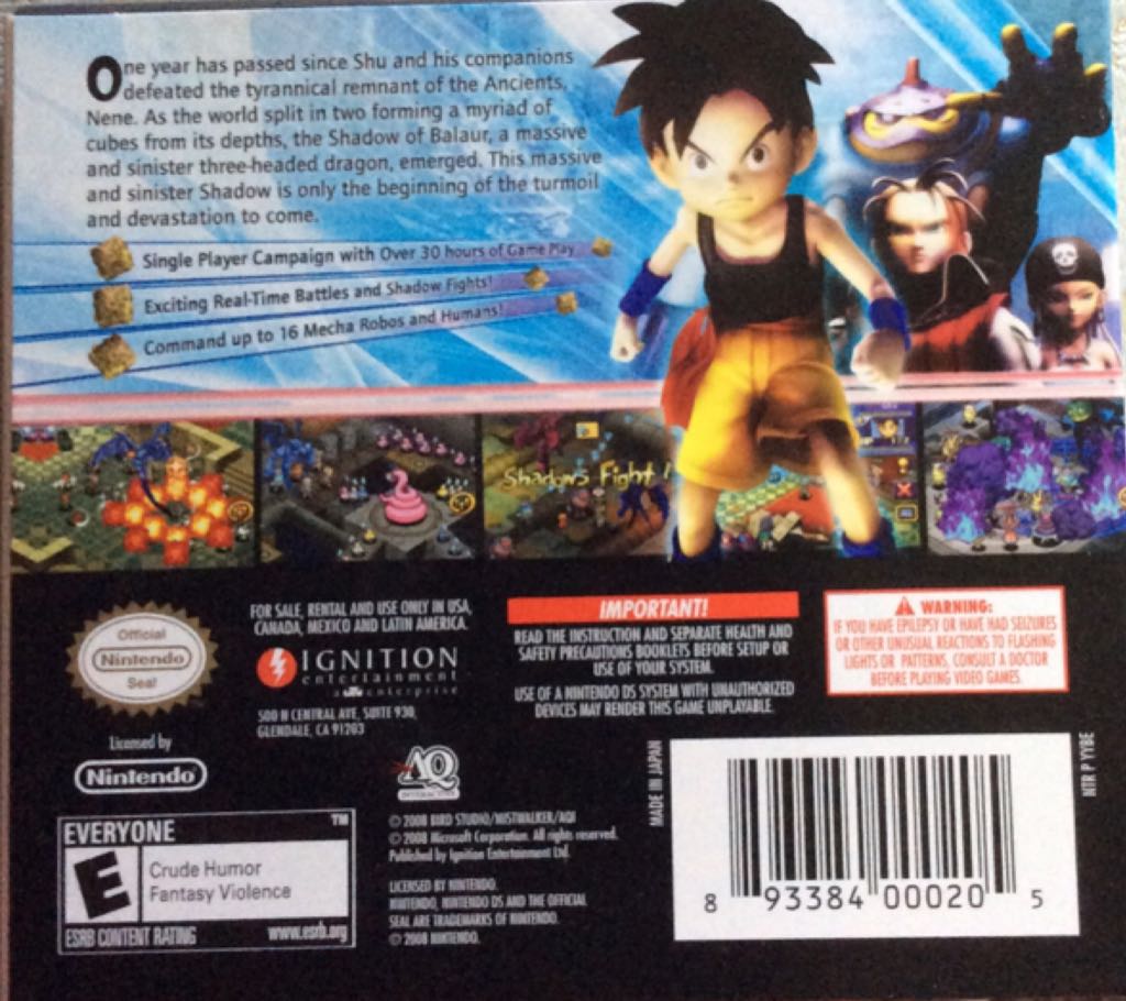 Blue Dragon Plus - Nintendo DS (AQ Interactive - 1) video game collectible [Barcode 893384000205] - Main Image 2