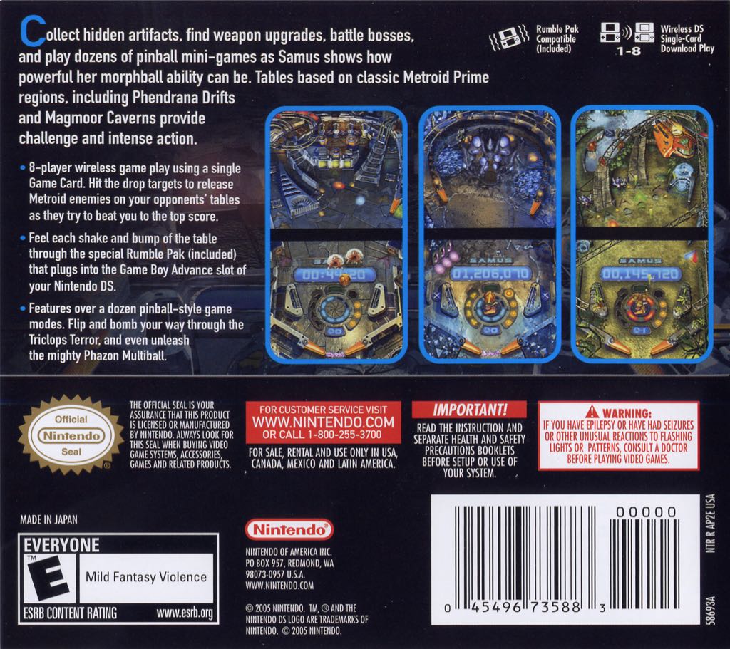 Metroid Prime Pinball - Nintendo DS (Nintendo - 1) video game collectible [Barcode 045496464790] - Main Image 2