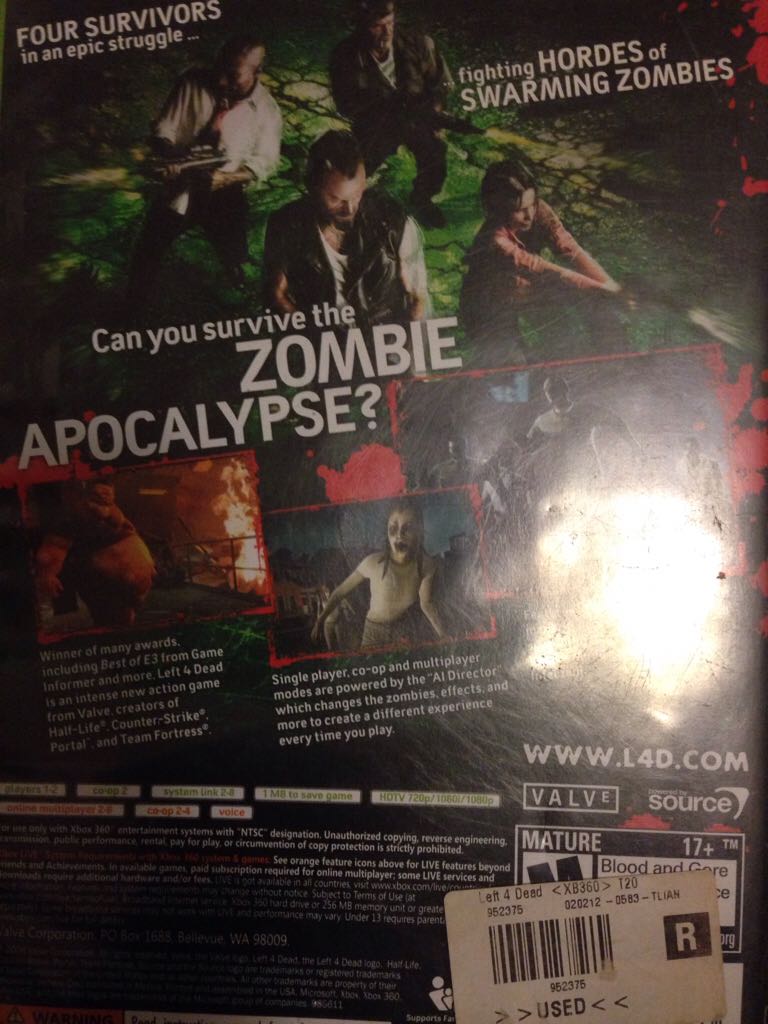Left For Dead - Microsoft Xbox 360 (Valve Software) video game collectible - Main Image 2