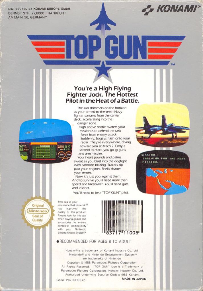 TOP GUN - Nintendo Entertainment System (NES) (Konami - 1) video game collectible - Main Image 2