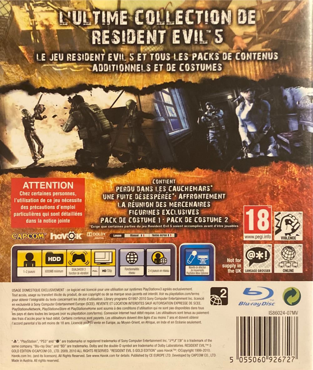 Resident Evil 5 - Gold Edition - Sony PlayStation 3 (PS3) (Capcom - 1-2) video game collectible - Main Image 2