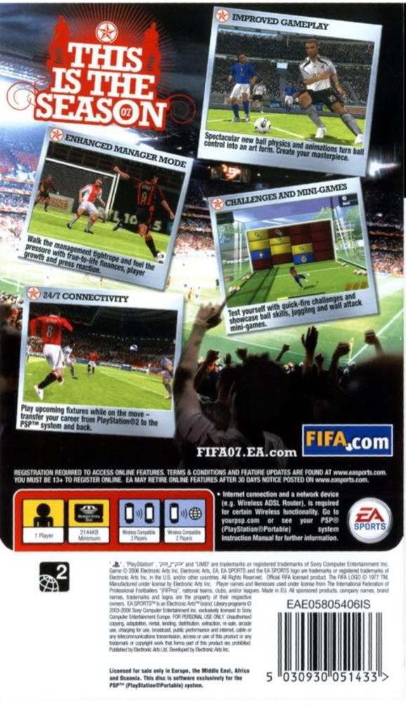 FIFA 07 Soccer - Sony PlayStation Portable (PSP) (Electronic Arts - 1) video game collectible [Barcode 014633152548] - Main Image 2