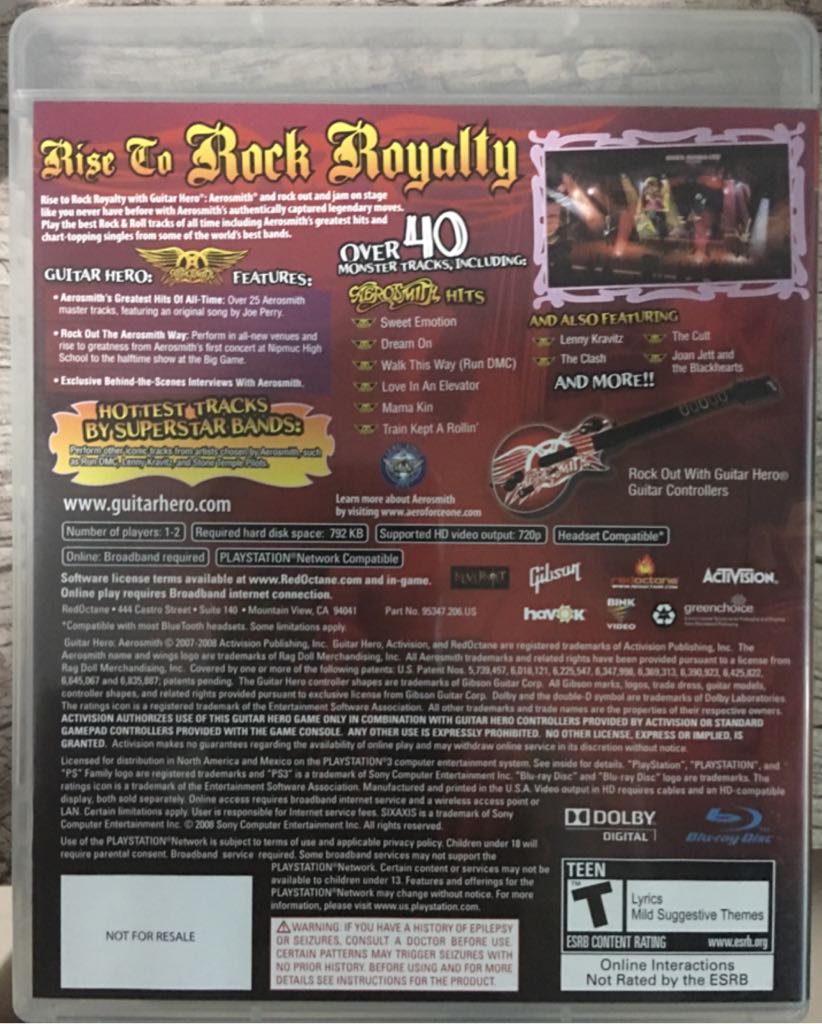 Guitar Hero Aerosmith - Sony PlayStation 3 (PS3) (Activision Blizzard - 2) video game collectible [Barcode 5030917053887] - Main Image 2