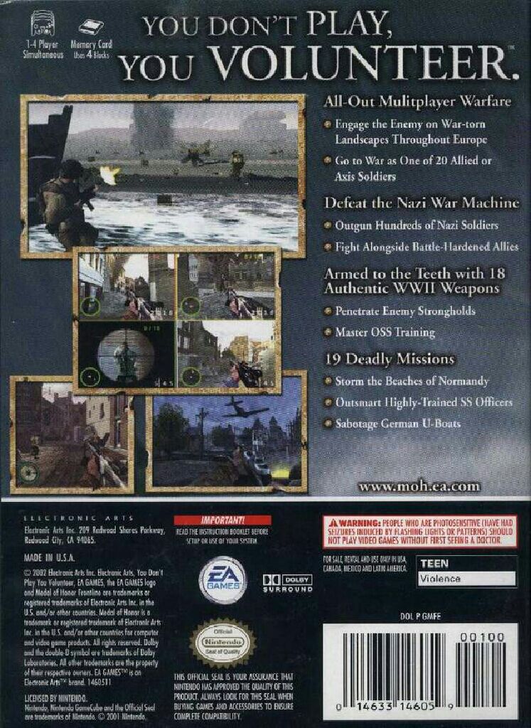 Medal of Honor: Frontline - Nintendo GameCube video game collectible [Barcode 5030944032572] - Main Image 2