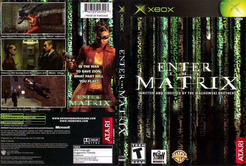 ENTER THE MATRIX - Microsoft Xbox (Infogrames (Atari) - 1-2) video game collectible [Barcode 3546430105733] - Main Image 2