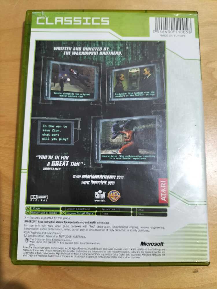 Enter The Matrix - Microsoft Xbox (Atari Europe S.A.S.U - 1) video game collectible [Barcode 3546430110058] - Main Image 2