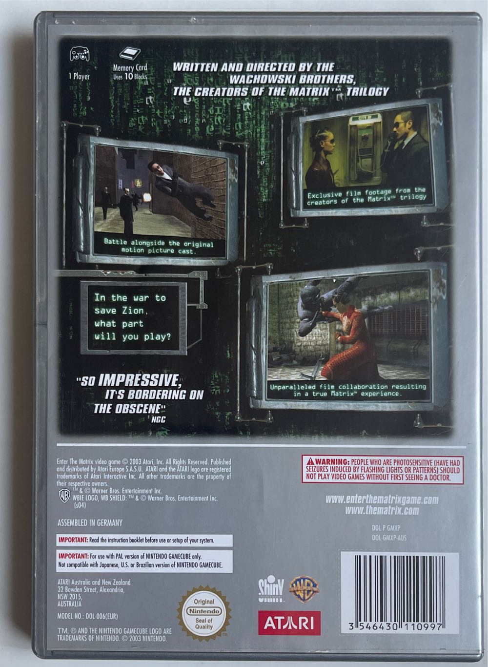 Enter The Matrix - Nintendo GameCube (Atari - 1) video game collectible [Barcode 3546430110997] - Main Image 2