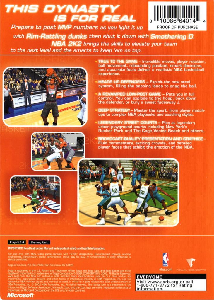 NBA 2K2 - Microsoft Xbox (Sega - 2) video game collectible [Barcode 010086640144] - Main Image 2