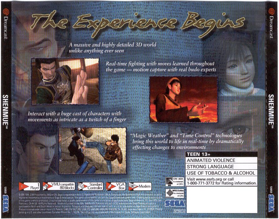 Shenmue - Sega Dreamcast (Sega - 1) video game collectible [Barcode 010086511314] - Main Image 2