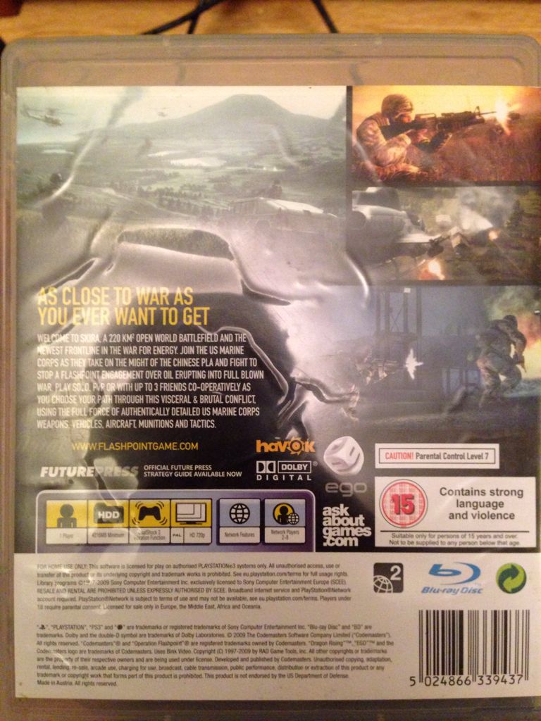 Operation Flashpoint: Dragon Rising - Sony PlayStation 3 (PS3) (Codemasters - 8) video game collectible [Barcode 5024866339437] - Main Image 2
