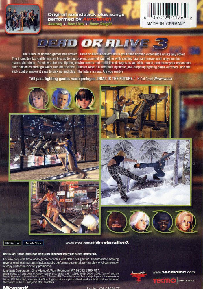 Dead Or Alive 3 - Microsoft Xbox (Tecmo - 1-2) video game collectible - Main Image 2