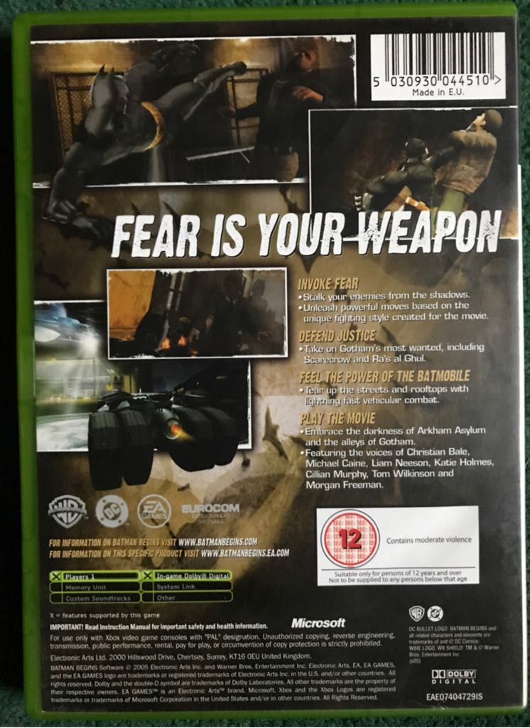 Batman Begins - Microsoft Xbox (EA Games - 1) video game collectible [Barcode 5030930044510] - Main Image 2