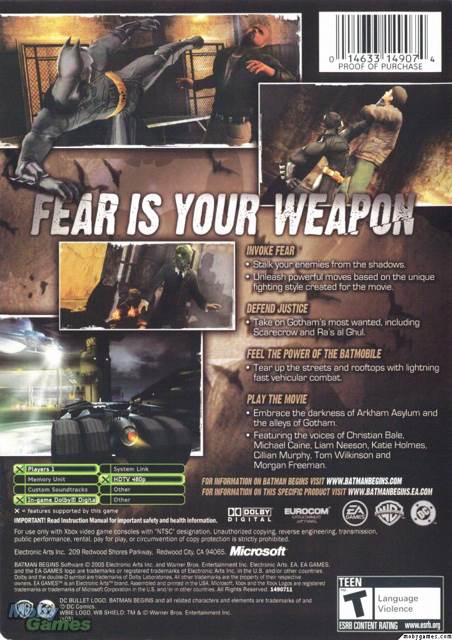 Batman Begins - Microsoft Xbox (Electronic Arts/EA Games) video game collectible [Barcode 5030946044511] - Main Image 2