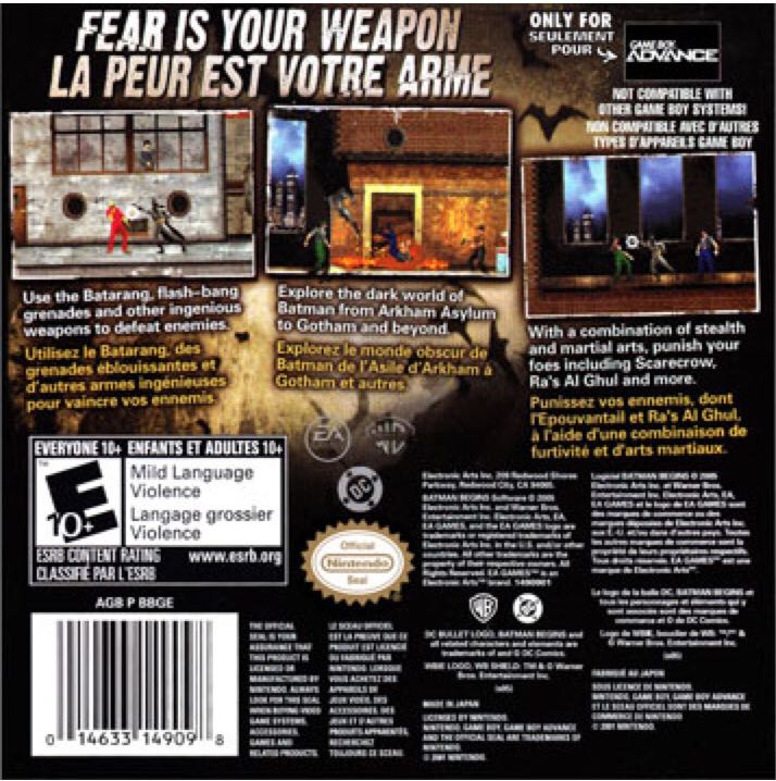 Batman Begins - Nintendo Game Boy Advance (GBA) (Electronic Arts - 1) video game collectible - Main Image 2