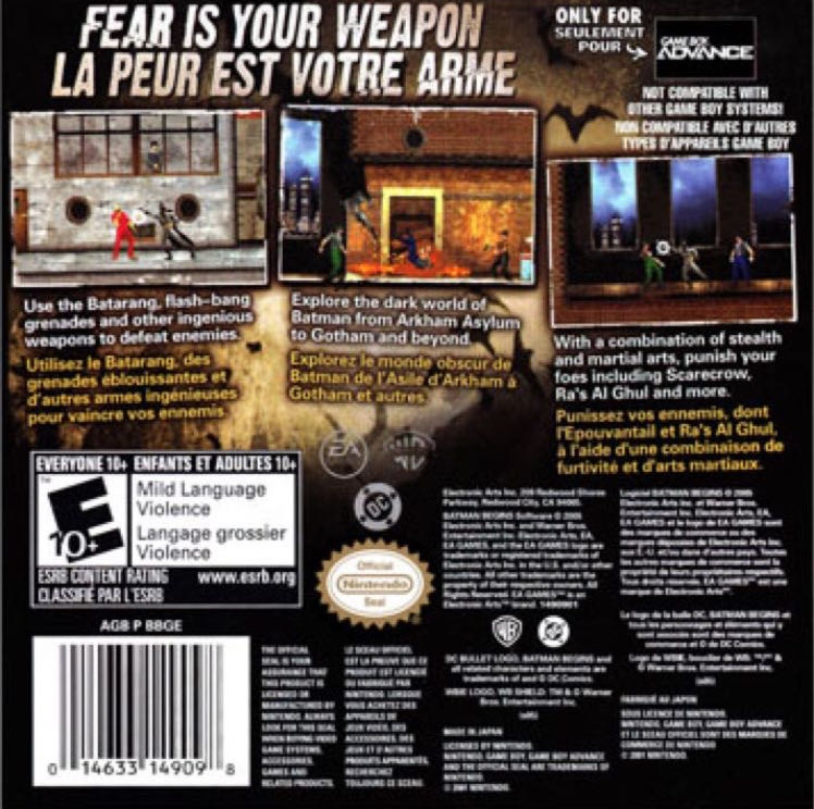 Batman Begins - Nintendo Game Boy Advance (GBA) (Electronic Arts - 1) video game collectible - Main Image 3