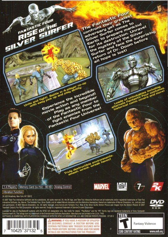 Fantastic Four: Rise of the Silver Surfer - Sony PlayStation 2 (PS2) (2K Games/Marvel Games/20th Century Games) video game collectible [Barcode 012927021163] - Main Image 2