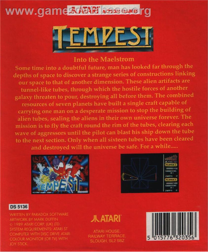 Tempest - Atari ST (Atari - 2) video game collectible [Barcode 5015776320356] - Main Image 2