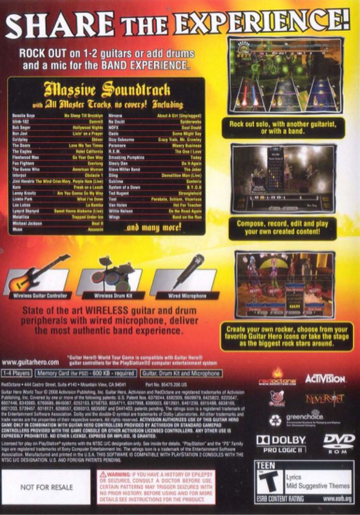 Guitar Hero: World Tour - Sony PlayStation 2 (PS2) (Activision - 1-4) video game collectible [Barcode 5030917062971] - Main Image 2
