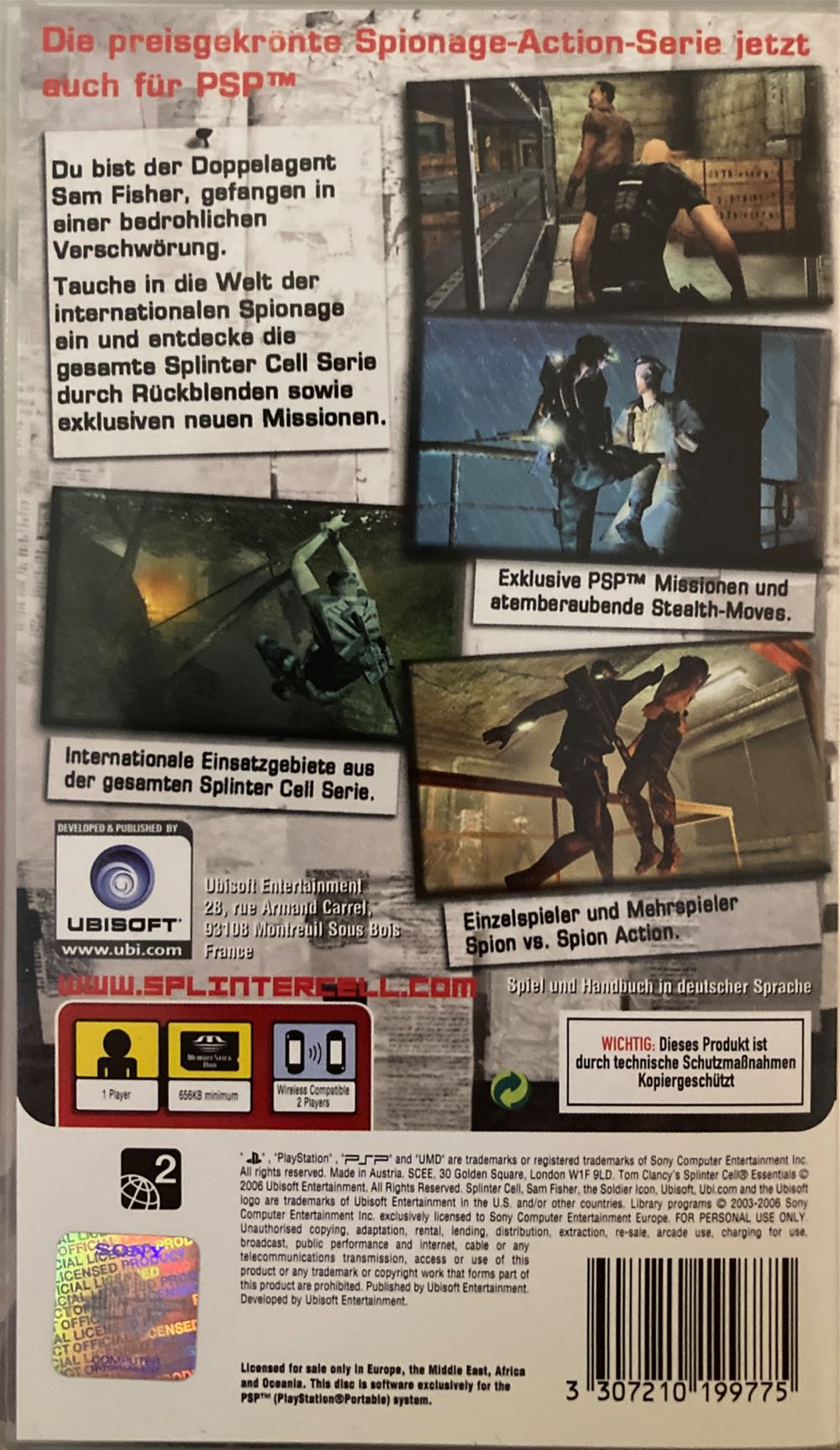 Splinter Cell: Essentials - Sony PlayStation Portable (PSP) video game collectible [Barcode 3307210199775] - Main Image 2