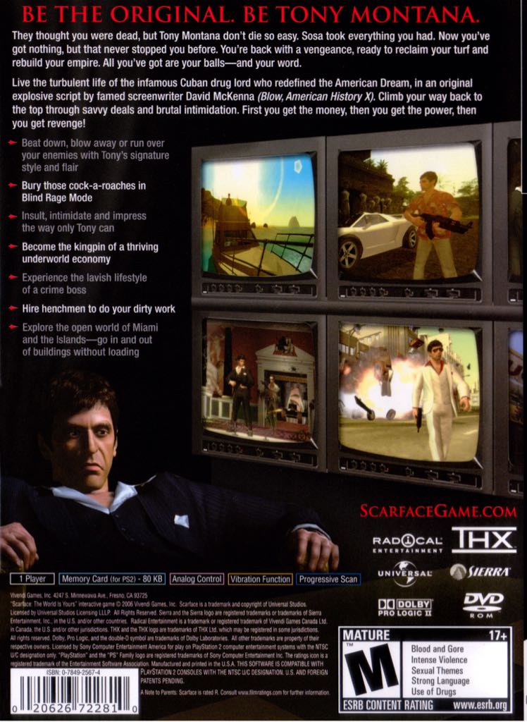 Scarface: The World Is Yours - Sony PlayStation 2 (PS2) (Vivendi Games - 1) video game collectible [Barcode 020626726696] - Main Image 2