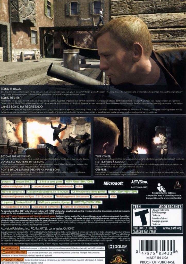 007 Quantum Of Solace - Sony PlayStation 2 (PS2) (Activision - 1) video game collectible [Barcode 5030917056147] - Main Image 2