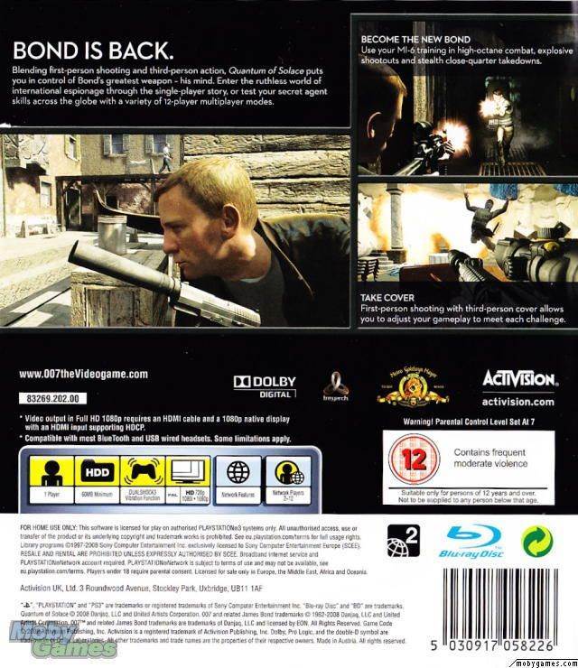007: Quantum Of Solace - Sony PlayStation 3 (PS3) (Activision - 1) video game collectible [Barcode 5030917058233] - Main Image 2