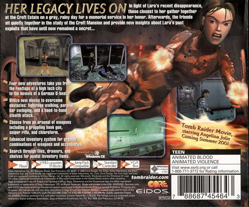 Tomb Raider: Chronicles - Sega Dreamcast (Eidos Interactive - 1) video game collectible [Barcode 788687454643] - Main Image 2