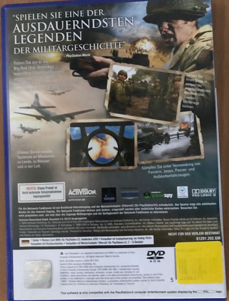 Call of Duty 2: Big Red One - Sony PlayStation 2 (PS2) video game collectible [Barcode 5030917030505] - Main Image 2