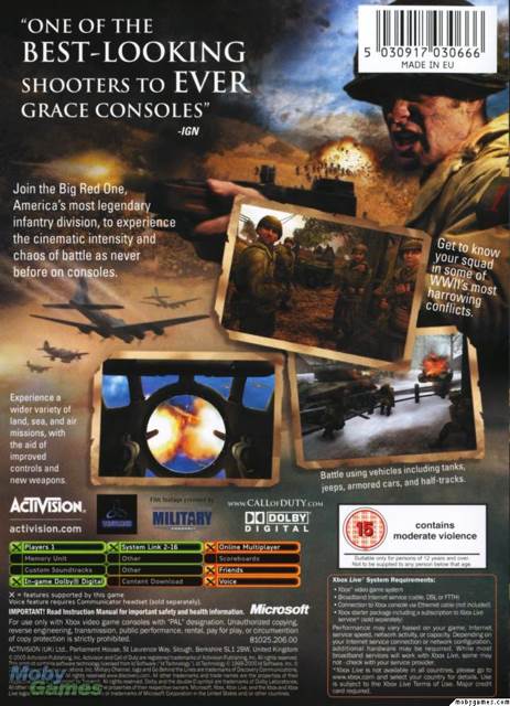 Call Of Duty 2: Big Red One - Microsoft Xbox (Activision - 1) video game collectible [Barcode 5030917030543] - Main Image 2