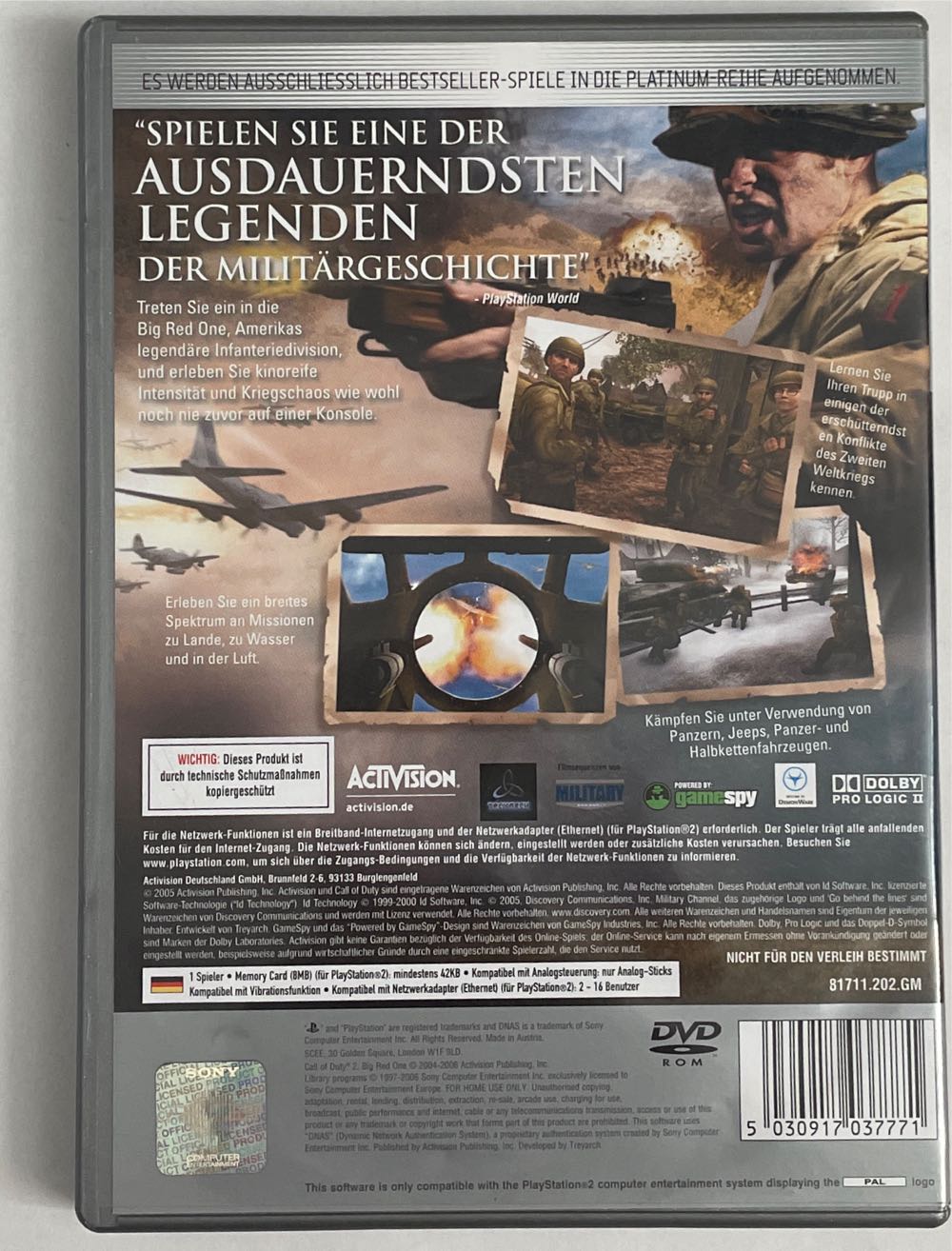 Call of Duty 2: Big Red One - Sony PlayStation 2 (PS2) (Activision - 1) video game collectible [Barcode 5030917037771] - Main Image 2