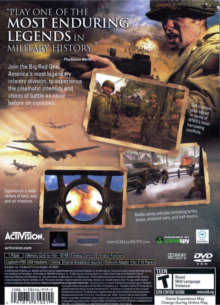 Call of Duty 2: Big Red One - Sony PlayStation 2 (PS2) video game collectible - Main Image 2