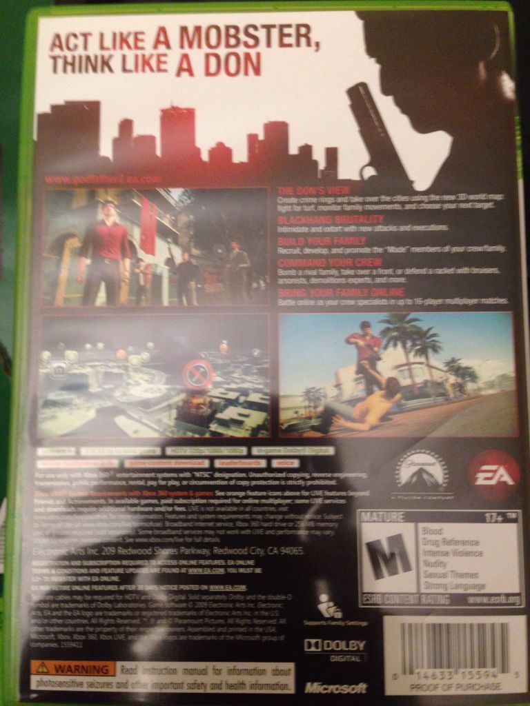 The Godfather II - Microsoft Xbox 360 (Electronic Arts - 1) video game collectible [Barcode 014633155945] - Main Image 2