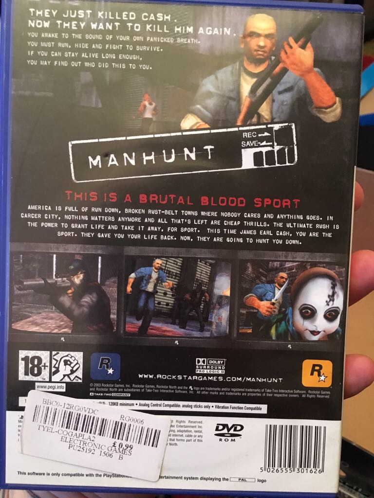 Manhunt - Sony PlayStation 2 (PS2) video game collectible [Barcode 5026555301626] - Main Image 2