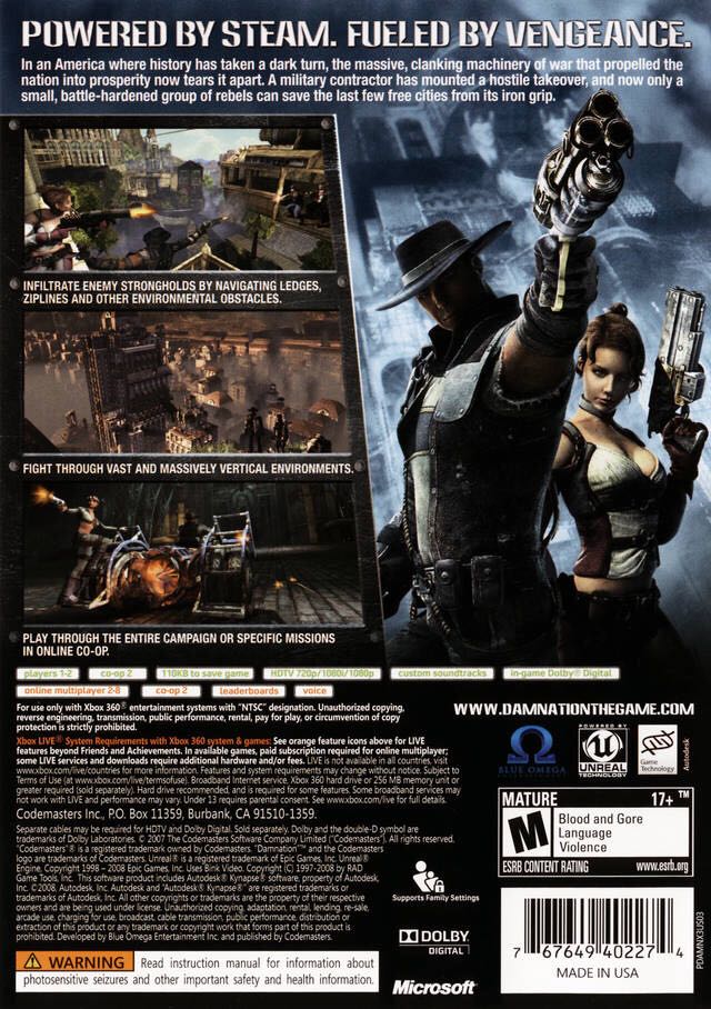 Damnation - Microsoft Xbox 360 (Codemasters - 2) video game collectible [Barcode 5024866338317] - Main Image 2