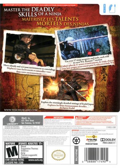 Tenchu: Shadow Assassins - Nintendo Wii (Ubisoft - 1) video game collectible [Barcode 008888174905] - Main Image 2