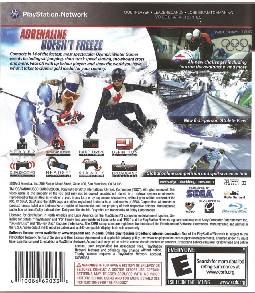 Vancouver 2010 Olympics - Sony PlayStation 3 (PS3) (Sega - 4) video game collectible [Barcode 010086690330] - Main Image 2