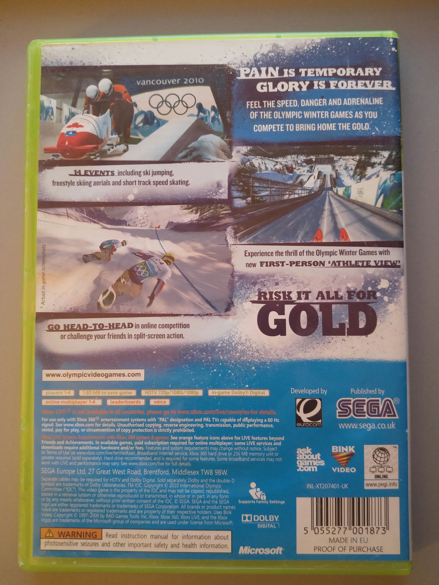 Vancouver 2010 - Microsoft Xbox 360 (Sega - 1-4) video game collectible [Barcode 5055277001873] - Main Image 2